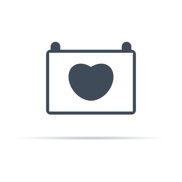 Vector icoon van een geplande ontmoeting met een geliefde. vectorkalender met hart. — Stockvector