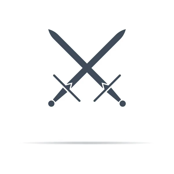 Vetor Cruzado Espadas Ícone Fundo Branco — Vetor de Stock