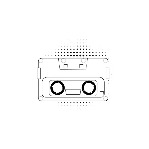 Vector Vintage Cassette Tape Icon Listening Music Tape Recorder — Stock Vector