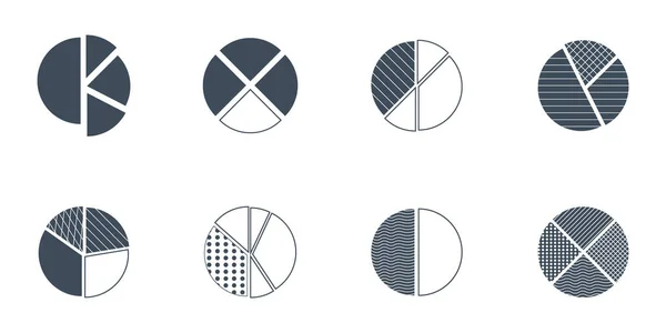 Vektor Uppsättning Cirkeldiagram Olika Typ Dekoration — Stock vektor
