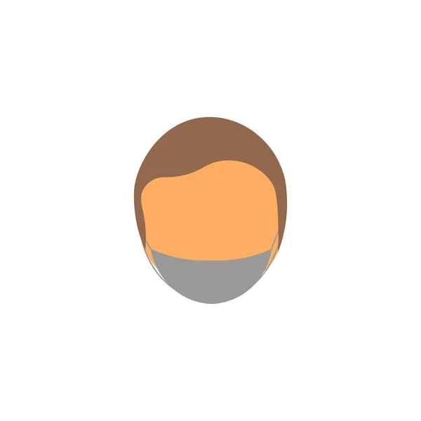 Vector Icon Male Face Brown Hair European Race Mask Virus — Stock Vector