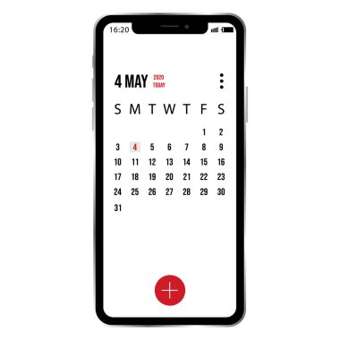 Akıllı telefonun örnek takvimi ile vektör illüstrasyonu