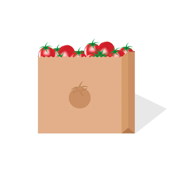 Vector Image Delivery Paper Package Tomatoes — Stock Vector
