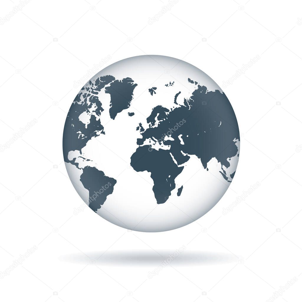 vector globe icon with a view of Africa and Eurasia