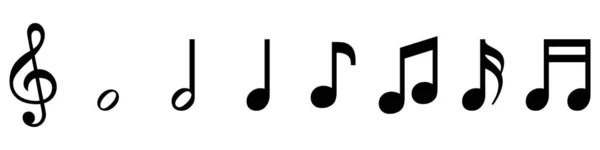 Müzik Sembollerinin Vektör Kümesi Katlı Anahtar Notalar — Stok Vektör