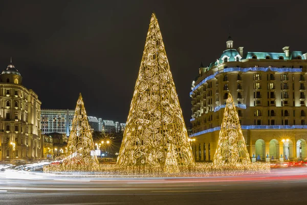 Neujahr Weihnachtsbaum Auf Einem Der Plätze Der Baku Stadt Der — Stockfoto