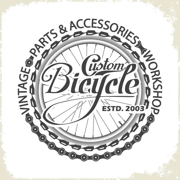 Bicicleta monocromo rueda tienda personalizada — Vector de stock