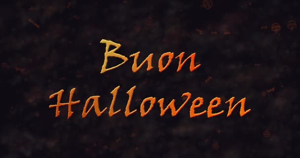 Buon Halloween text på italienska upplösning i damm till botten — Stockvideo