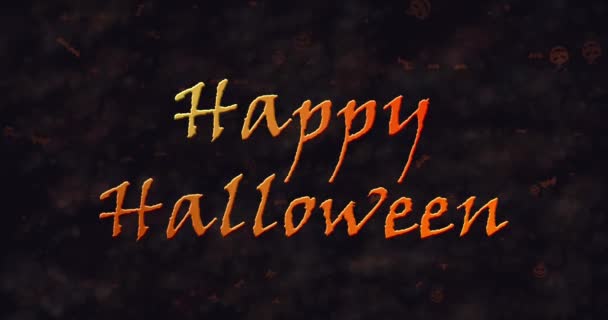 Fröhlicher Halloween-Text, der sich links in Staub auflöst — Stockvideo