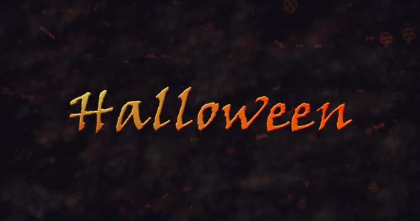 Texto de Halloween disolviéndose en polvo a la derecha — Vídeo de stock