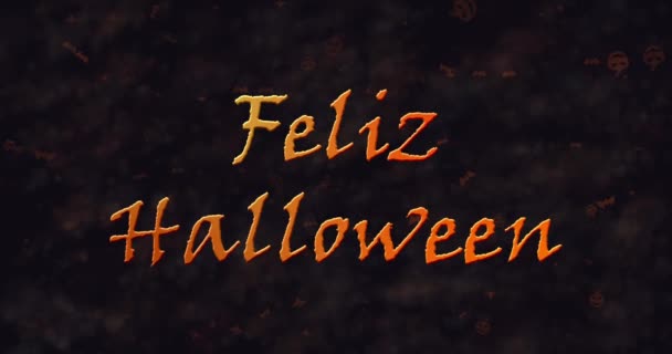 Feliz Halloween Metin yukarıdan aşağıya doğru toz haline eriterek İspanyolca — Stok video