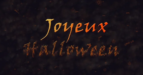 Joyeux Halloween texto em francês dissolvendo-se em pó para botto — Fotografia de Stock