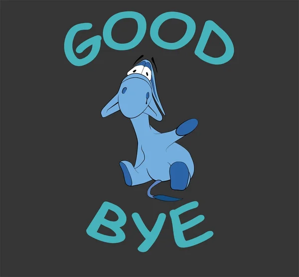 Sad donkey waving hand with "Goodbye" text, t-shirt graphics — Stockový vektor