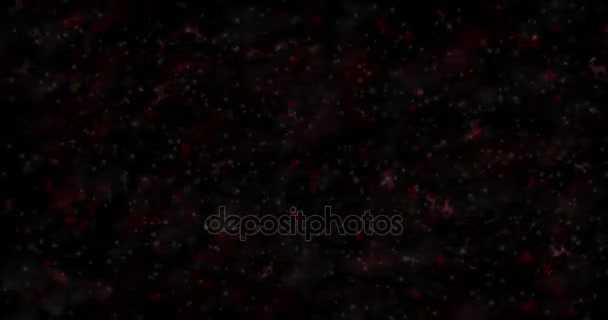 Веселий різдвяний текст, сформований з пилу і перетворюється на пил горизонтально на чорному анімованому фоні — стокове відео