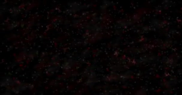 Felice anno nuovo testo si trasforma in polvere dal basso su sfondo animato nero — Video Stock