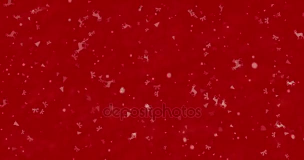 Χαρούμενα Χριστούγεννα κείμενο στη φινλανδική «Hyvaa joulua» σχηματίζεται από τη σκόνη και μετατρέπεται σε σκόνη οριζόντια σε κόκκινο κινούμενο φόντο — Αρχείο Βίντεο