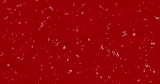 Merry Christmas tekst w włoski "Buon Natale" utworzone z pyłów i zamienia się w pył poziomo na czerwonym tle animowanych — Wideo stockowe
