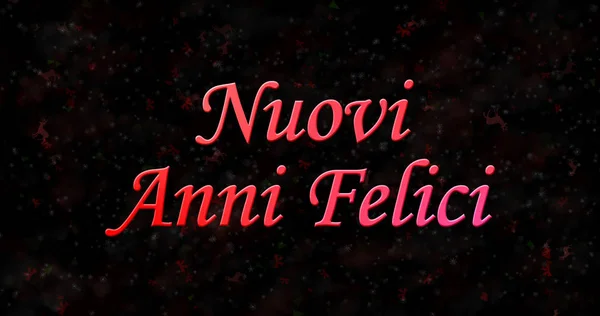 Текст поздравления с Новым годом на итальянском языке "Nuovi anni felici" на черной спине — стоковое фото