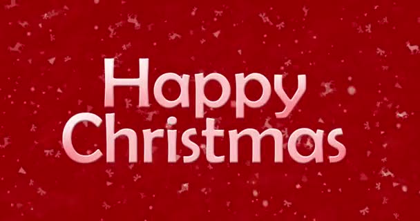 สุขสันต์วันคริสต์มาสข้อความกลายเป็นฝุ่นจากด้านล่างบนพื้นหลังภาพเคลื่อนไหวสีแดง — วีดีโอสต็อก
