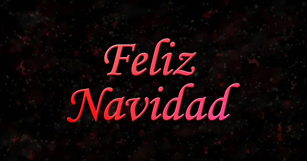 Vidám karácsony szöveg a spanyol "Feliz Navidad" fekete háttér — Stock Fotó