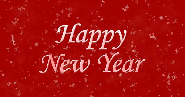 Текст поздравления с Новым годом на красном фоне — стоковое фото