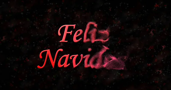 Buon Natale testo in spagnolo "Feliz Navidad" si trasforma in polvere da destra su sfondo nero — Foto Stock