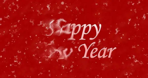 Šťastný nový rok text se změní na prach z leva na červeném pozadí — Stock fotografie