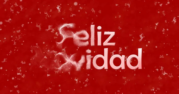 Merry Christmas szöveg spanyol "Feliz Navidad" kiderül, hogy por, balról vörös háttérben — Stock Fotó