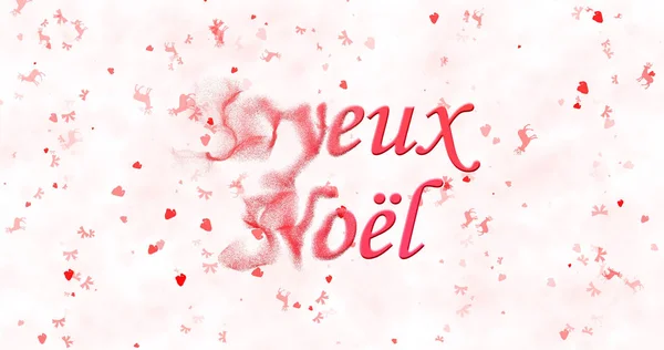 God jul text i franska "Joyeux Noel" vänder damm från vänster på vit bakgrund — Stockfoto