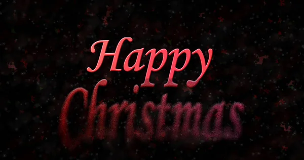 Gelukkig Kerstmis tekst draait om het stof van de bodem op zwarte achtergrond — Stockfoto