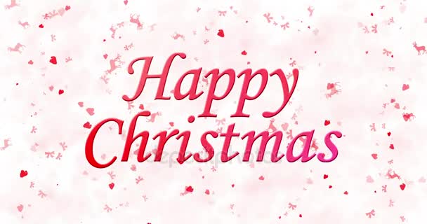 Happy Christmas text turns to dust from bottom on white animated background — Stock Video