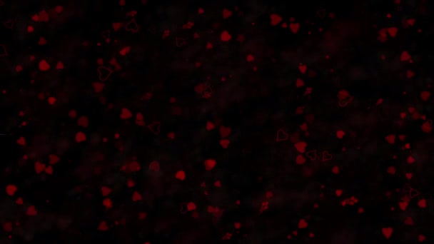 Buon San Valentino testo in cinese formato da polvere e si trasforma in polvere orizzontalmente con strisce in movimento su sfondo animato nero — Video Stock