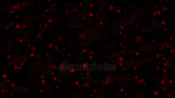 Happy valentine 's day text in holländisch "fijne valentijnsdag" aus Staub geformt und verwandelt sich in Staub horizontal mit beweglichen Streifen auf schwarzem animierten Hintergrund — Stockvideo