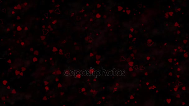 Happy Valentine 's Day teks dalam bahasa Ibrani terbentuk dari debu dan berubah menjadi debu horizontal dengan garis-garis bergerak pada latar belakang animasi hitam — Stok Video