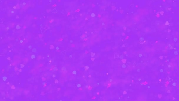 Feliz día de San Valentín texto en chino formado a partir de polvo y se convierte en polvo horizontalyon fondo púrpura — Vídeo de stock