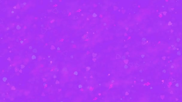 Joyeuse Saint Valentin texte en français "Bonne Saint Valentin" formé de poussière et se transforme en poussière horizontale fond violet — Video
