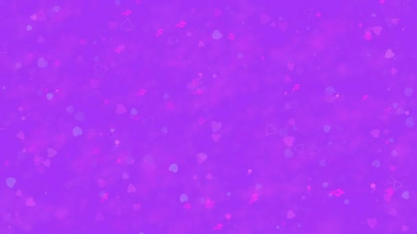 Feliz día de San Valentín texto en turco "Sevgililer Gununuz Kutlu Olsun" formado a partir de polvo y se convierte en polvo horizontallyon fondo púrpura — Vídeo de stock