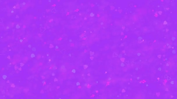 Szczęśliwy Valentine's Day tekst w języku greckim utworzone z pyłów i zamienia się w pył horizontallyon fioletowe tło — Wideo stockowe