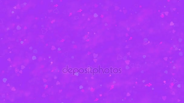 "「アイラブ・ユー」テキストは、ほこりから形成され、紫色の背景に水平にほこりに変わります — ストック動画