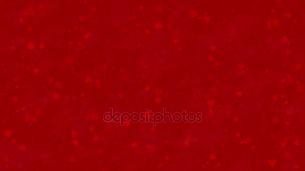 "I Love You" text in French "Je T'Aime" formed from dust and turns to dust horizontally on red background — Stock Video