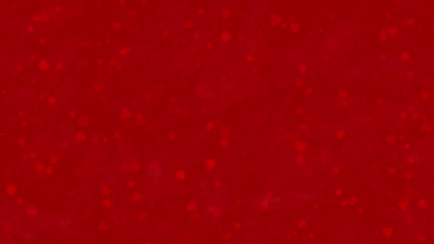 "I Love You" text in Polish "Kocham Cie" formed from dust and turns to dust horizontally on red background — Stock Video