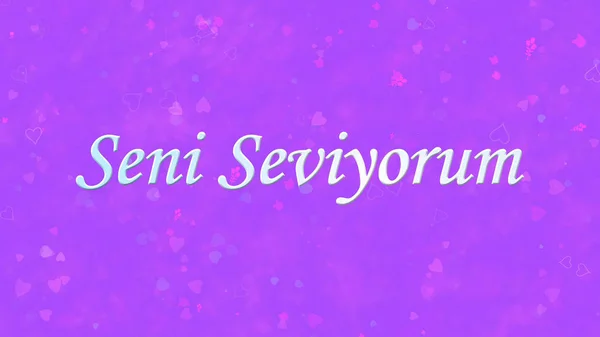 "I Love You" text in Turkish "Seni Seviyorum" on purple backgrou — Stock Photo, Image