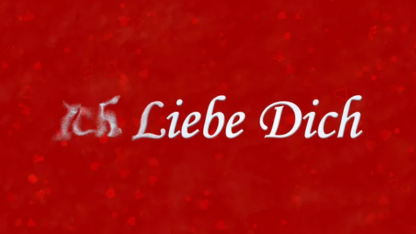 "我爱你"文本在德语"Ich Liebe Dich"变成灰尘从 — 图库照片