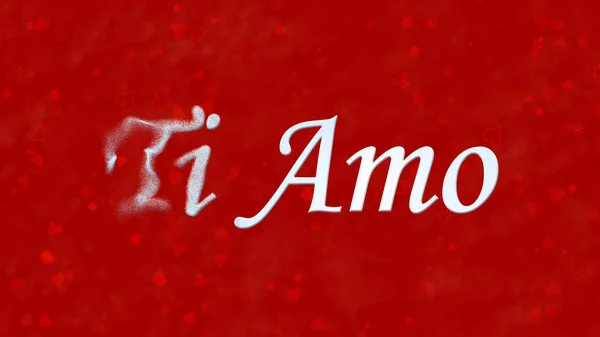"Jag älskar dig "text på italienska" TI AMO "vänder sig till damm från vänster på — Stockfoto