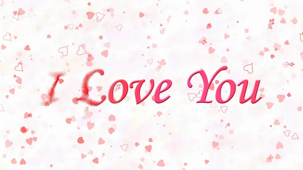 "I Love You" text turns to dust from left on white background — Stock Photo, Image