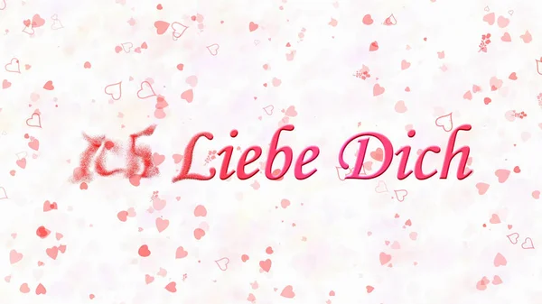 "Jag älskar dig "text på tyska" Ich Liebe dich "vänder sig till damm från — Stockfoto