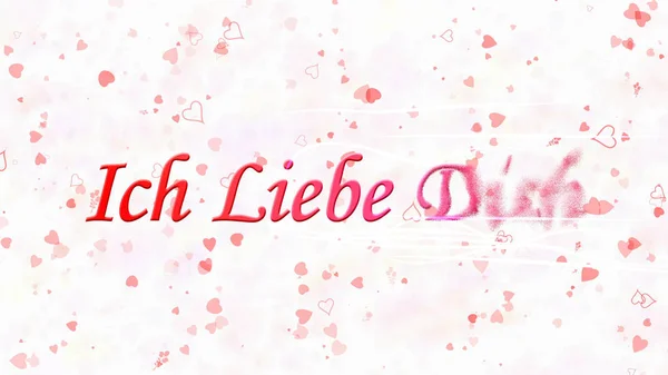 "Текст на немецком языке "Ich Liebe Dich" превращается в пыль — стоковое фото