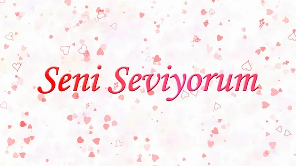 "나는 당신을 사랑합니다" 흰색 백그룬에 터키어 "세니 세비요룸"텍스트 — 스톡 사진