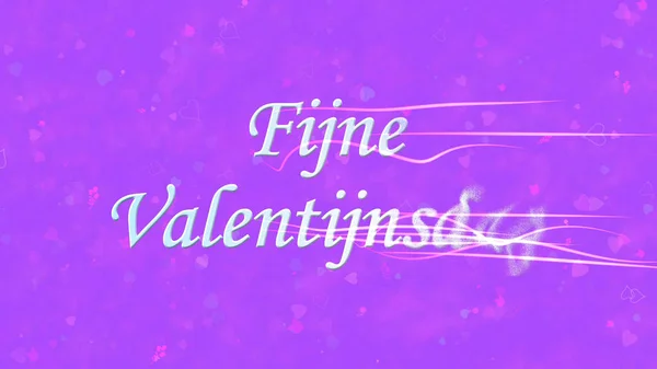 Happy Valentine 's Day text in Dutch "Fijne Valentijnsdag" turns — стоковое фото