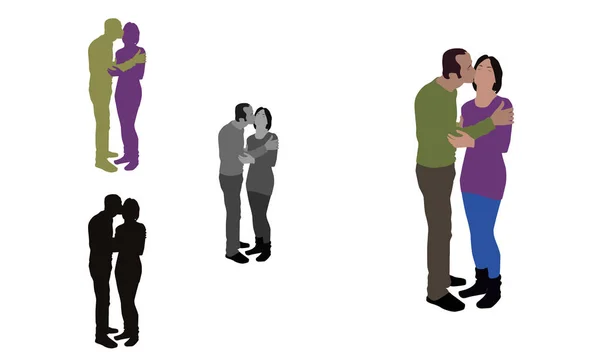 Realista plana ilustração colorida de um homem beijando seu parceiro — Vetor de Stock